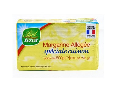 Bel Azur margarine 500g pack, yellow rectangular block