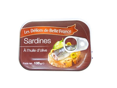 Belle FRance Sardines 135g tin, olive oil sardines in can