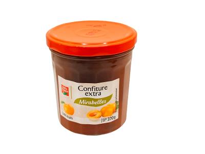 Jam jar of Belle France Extra Mirabelle, 370g, orange-red lid