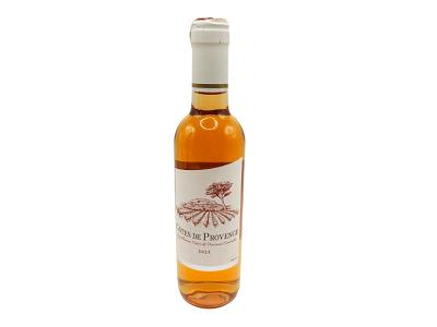 Belle France rose wine bottle, 375 ml, amber glass and cream label