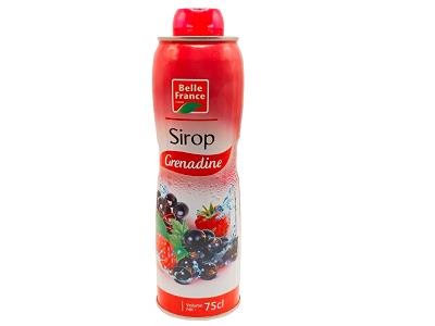 Belle France Grenadine syrup bottle, red cap and red label, 75 cl