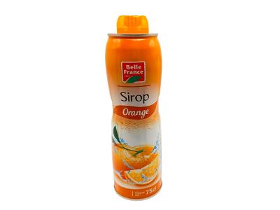 Belle France Sirop Orange syrup bottle, 750 ml, orange cap and label