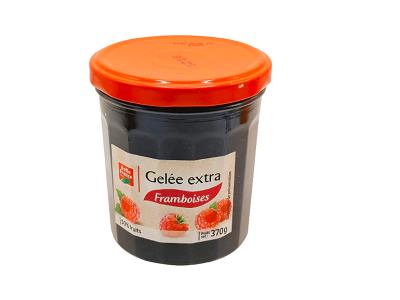 Belle france raspberry jam jar with orange screw lid