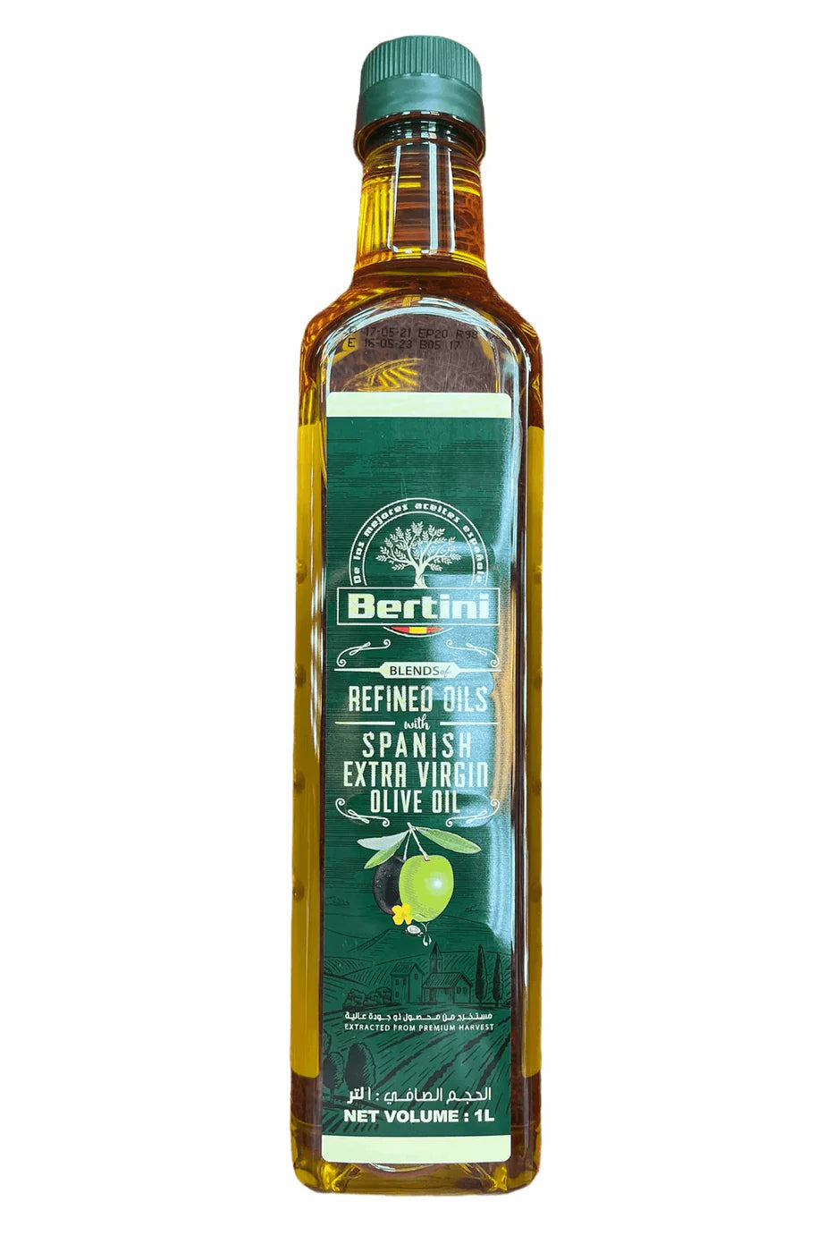Bertin Spanish extra virgin olive oil bottle with green cap and label