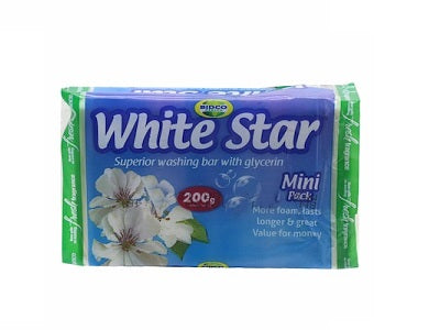 Bidco White Star bar soap 200g mint pack, four bars in box