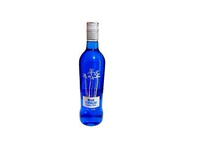 Blue Curacao 70cl bottle with blue glass and silver cap