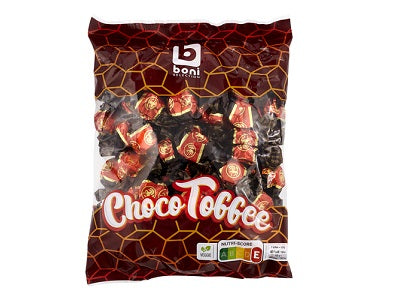 Boni Selec Choco toffee 500g bag with candy and ChocoToffee label