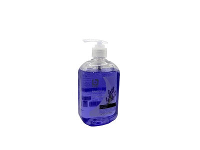 Liquid hand soap dispenser bottle with clear pump, purple liquid