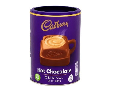 Cadbury hot chocolate canister, purple tin with Hot Chocolate Original label