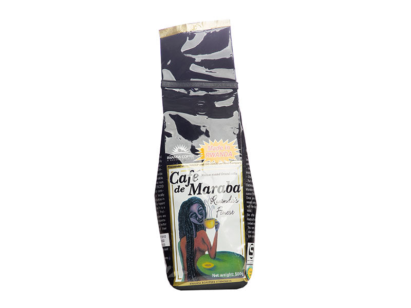 Cafe de Maraba coffee bag, dark camo design with roasted coffee label