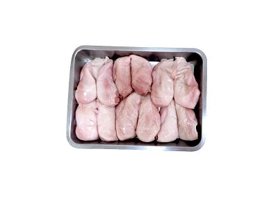 Pack of raw chicken breast pieces in a tray