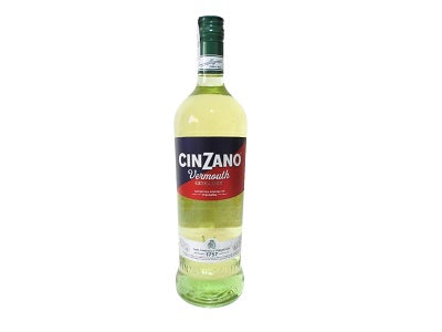 Cinzano Extra Dry vermouth bottle with green glass and foil label