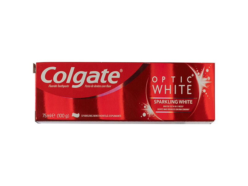 Colgate Optic White sparkling white toothpaste box, 75 ml