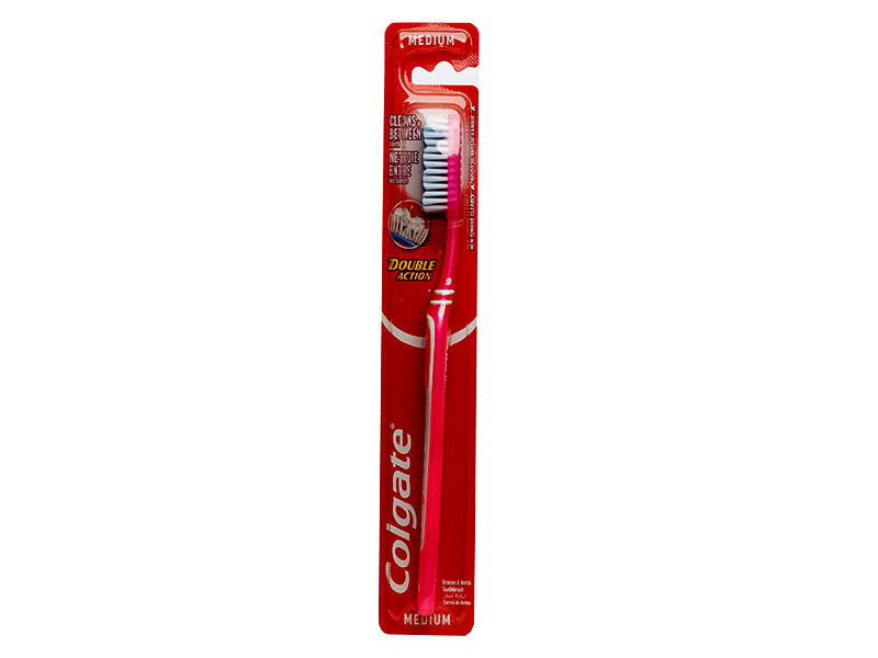 Colgate double action t.brush MEDIUM toothbrush in red blister pack