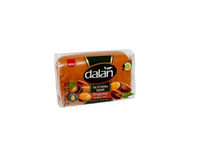 Dalan organic argan oil soap bar, orange wrapper with “Argan Oil” graphics