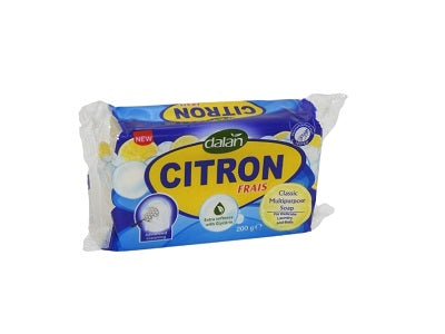 Dalan Citron soap bar, 200 g, front view blue wrapper with “Citron” label