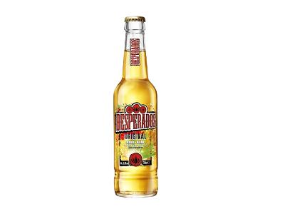 Desperados Original beer bottle, 330ml glass with gold label and cap