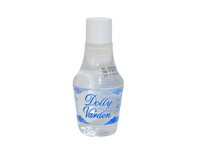 Glycerine bottle with white cap and Dolly Varden label, clear liquid, 100 ml