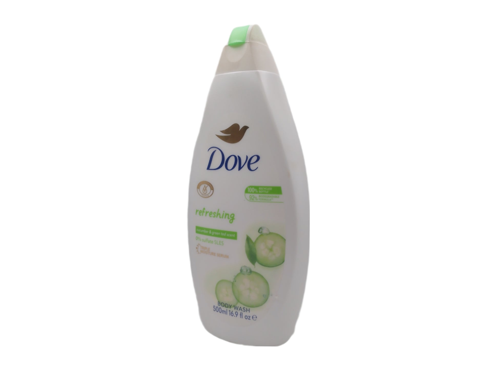 Dove rebalancing cucumber body wash bottle, 500 ml
