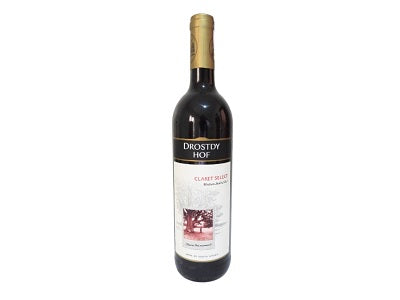 Drostdy-hof wine bottle, 750 ml, dark glass with gold foil and label