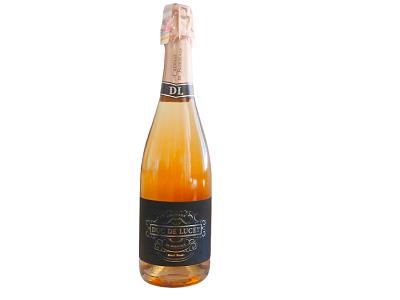 Duc De Lucey brut rose 750ml sparkling wine bottle with rose-colored label