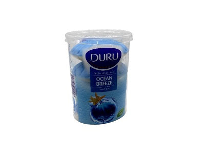 Duru ocean breeze soap cup with blue ocean-scented soap pieces inside