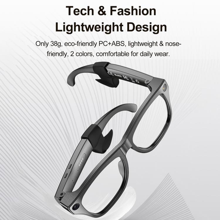 Lightweight smart shooting glasses with dark frame and clear lenses