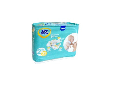 Baby diaper pack, size 2, teal blue pack, 32 count