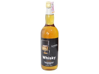 Everyday Scotch whisky bottle with amber liquid, foil label and red neck foil