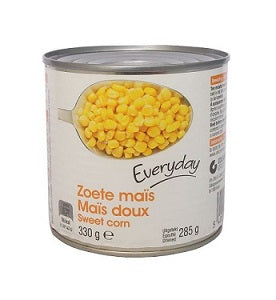 Can of everyday sweet corn with yellow kernels, 330 g