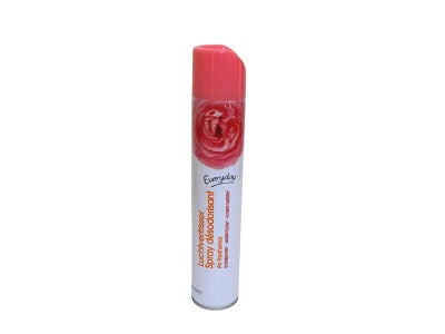 Everyday air freshener spray can with red cap and white body, red label