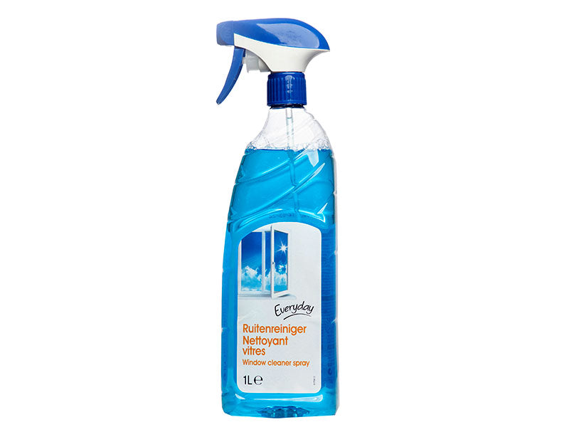 Everyday window cleaner spray bottle with trigger sprayer and blue liquid