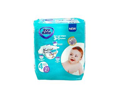 Baby diaper pack, size 4, teal with diaper icons, 21 count