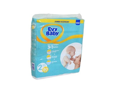 Baby diaper pack, size 2, teal with yellow accents, 80 count