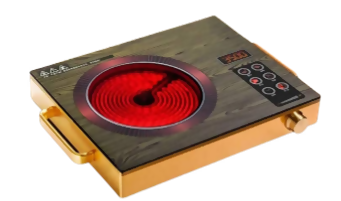 Infrared cooker with round red heating coil and right-side control panel