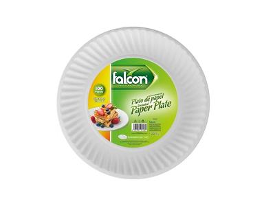 Falcon paper plate, white with ridged rim