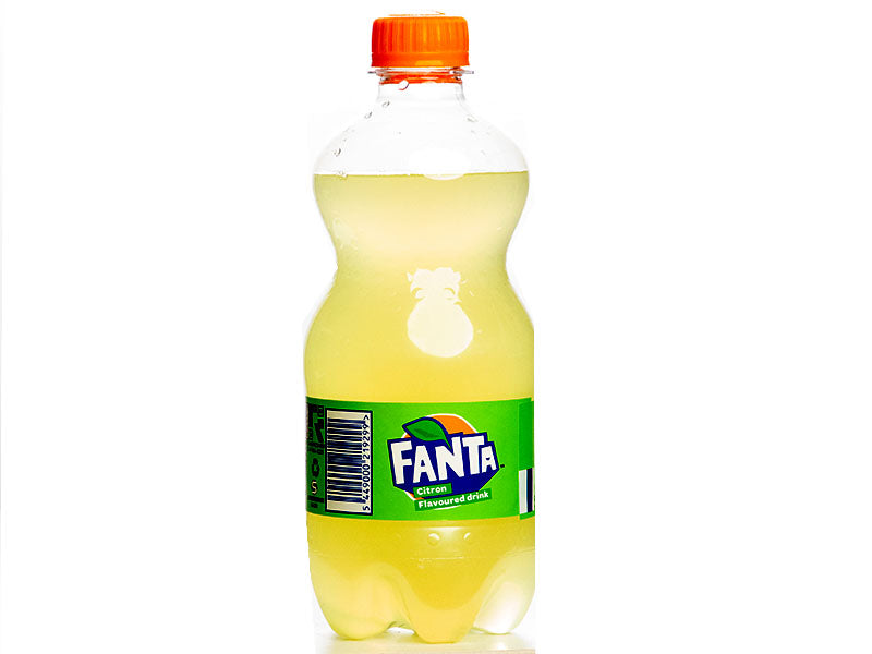 Fanta Citran 500 ml plastic bottle with orange cap and yellow drink