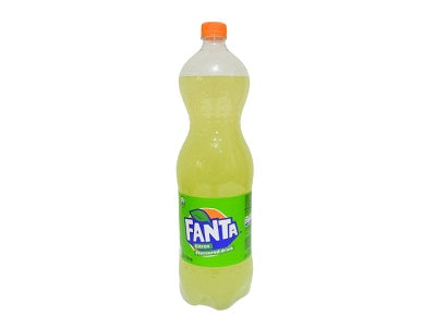 Fanta citron soft drink bottle with orange cap and yellow-green label