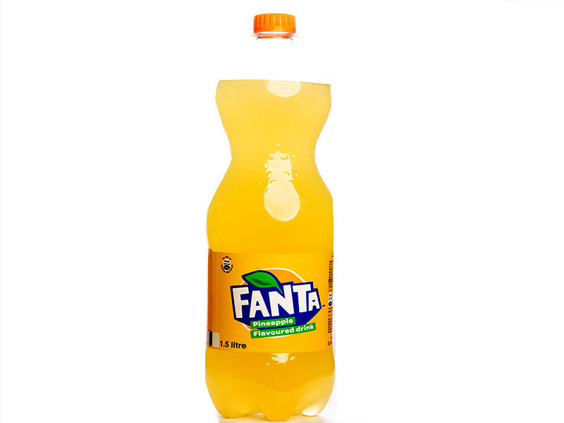 Fanta pineapple flavored drink bottle, 1.5L with orange cap
