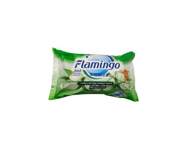Flamingo 2 in 1 aloe vera & honey soap bar in green packaging
