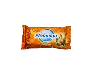 Flamingo 2 in 1 rose & honey soap bar in orange pouch