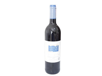 Fleur du Cap Cabernet Sauvignon wine bottle with dark glass and printed label