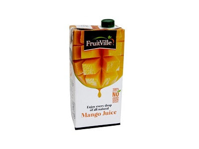 FruitVille Mango Juice carton with green cap and mango fruit graphic