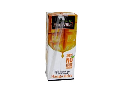 FruitVille Mango Juice carton with green cap and mango fruit graphic