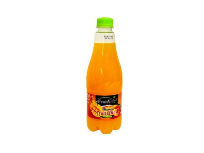 FruitVille orange fruit drink PET bottle with green cap