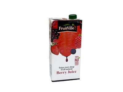 FruitVille Berry Juice carton with green cap and berry fruit graphic