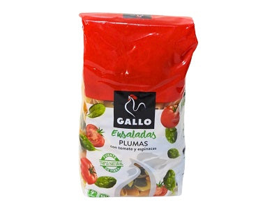 Gallo vegetable macaroni pasta in 450g sealed red bag with logo and tomatoes