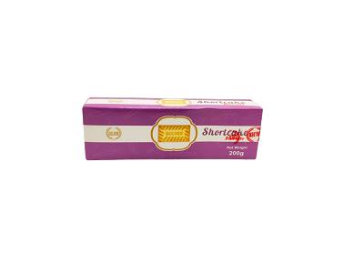 Shortcake biscuits 200g box in purple packaging with biscuit icons