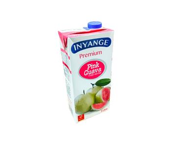 1L pink guava fruit nectar carton by INYANGE, blue cap