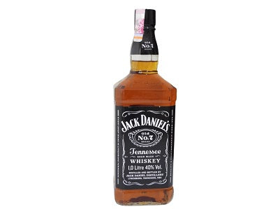 Jack Daniel's No.7 Tennessee Whiskey 1L bottle with label and glass neck